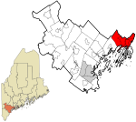 Cumberland County Maine incorporated and unincorporated areas Brunswick highlighted